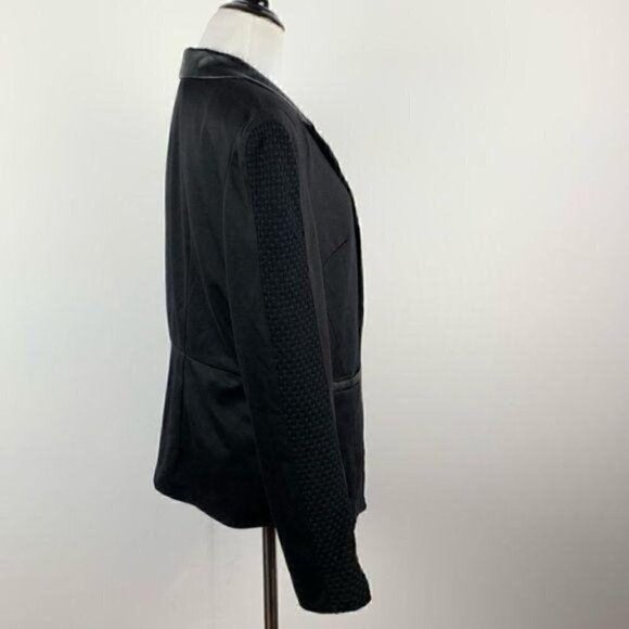 Bottom Shop blazer size L Black one button faux leather vegan tuxedo jacket - Picture 4 of 10